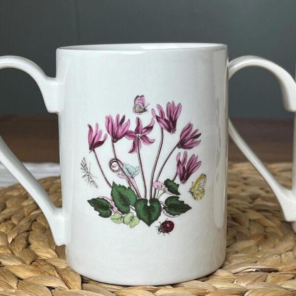 Vintage Portmeirion Botanic Garden Cyclamen Repandum Coffee Cup Purple Flowers - Picture 8 of 10